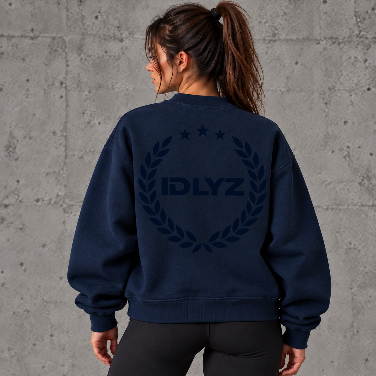 IDLYZ Essential Mock Neck Sweatshirt - Navy Blue
