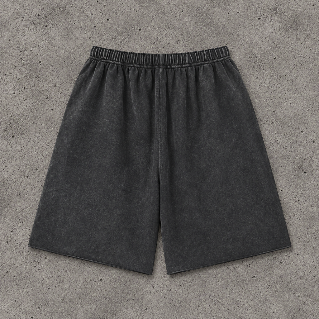Snow Washed Raw Hem Shorts