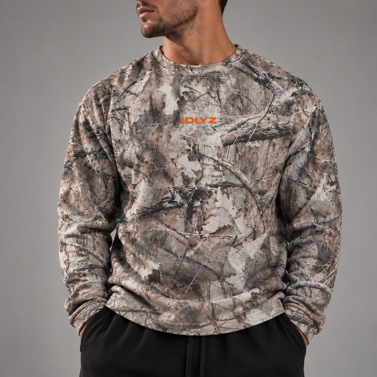 IDLYZ Tree Camo Waffle Long Sleeve (Boxy Fit)