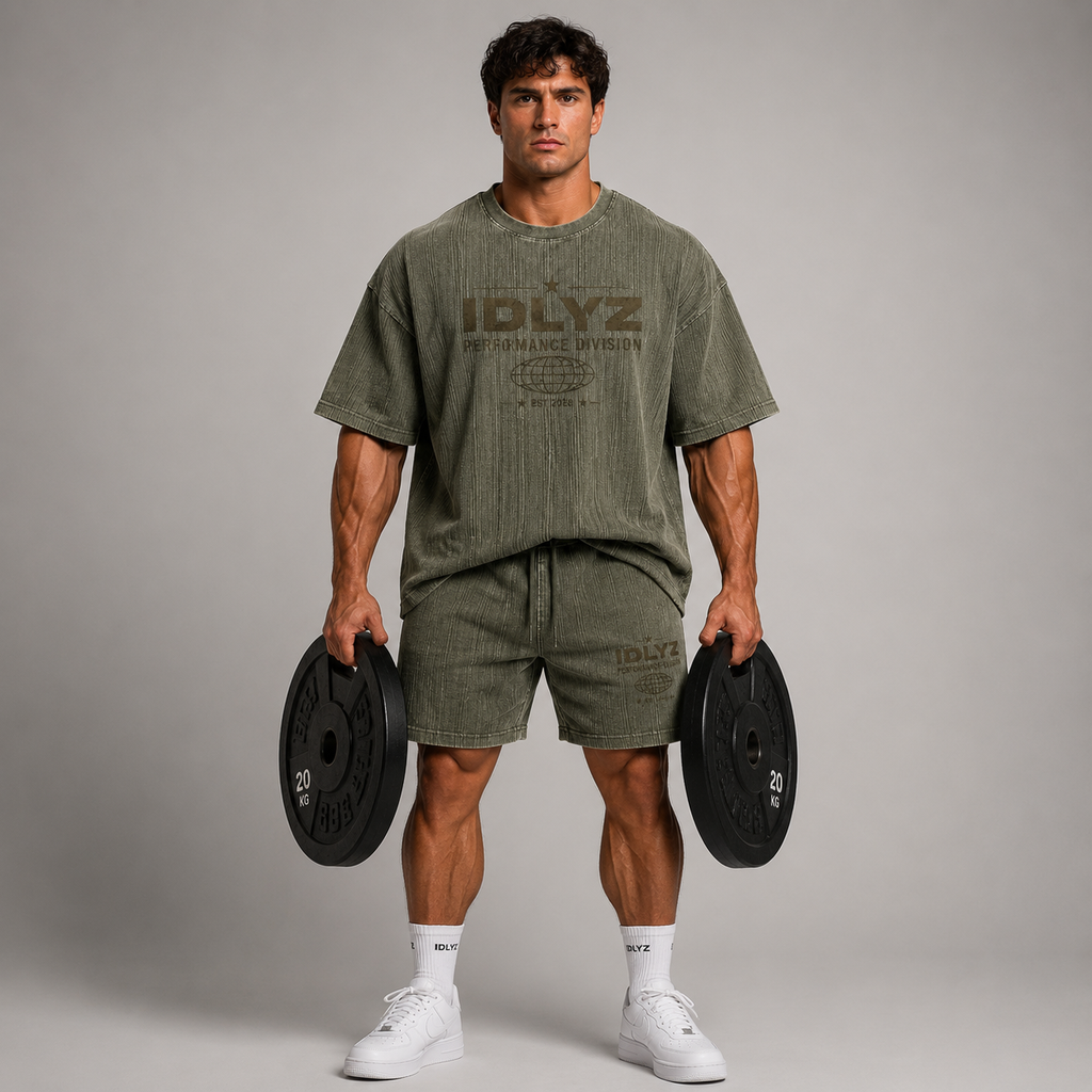 IDLYZ Terrain Waffle Knit T-Shirt (Dark Green Logo)