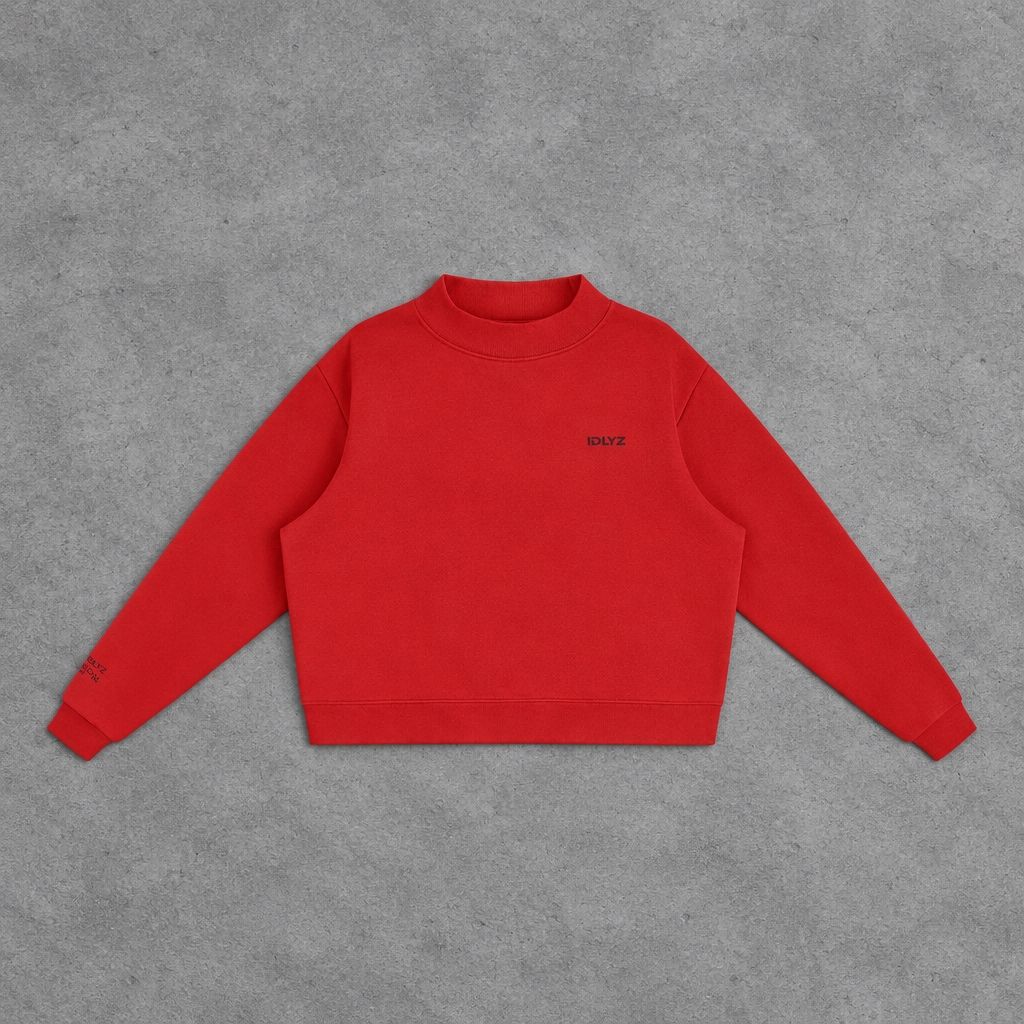 IDLYZ Essential Mock Neck Sweatshirt - Red