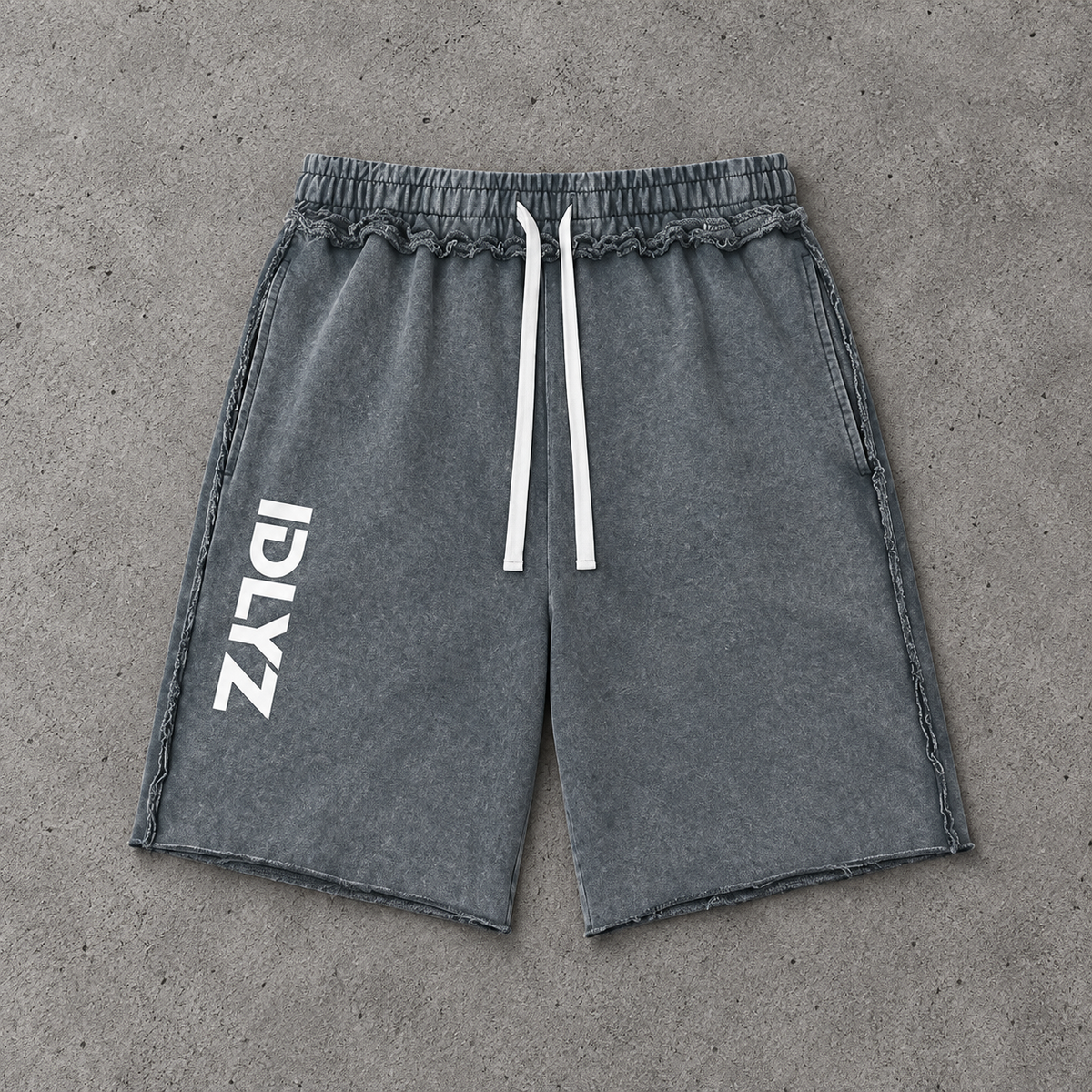 IDLYZ Mineral Wash Raw Edge Shorts (2 colours)