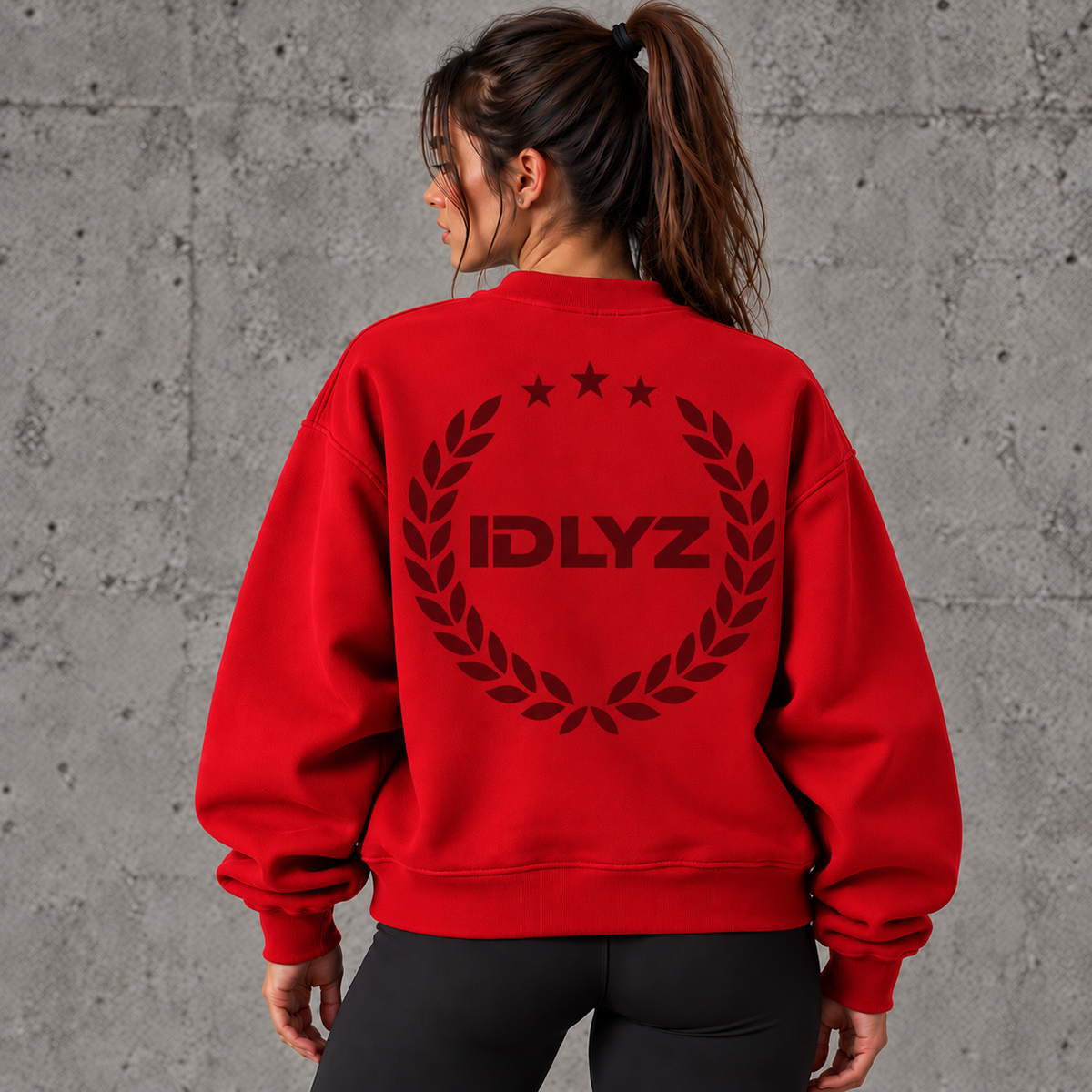 IDLYZ Essential Mock Neck Sweatshirt - Red