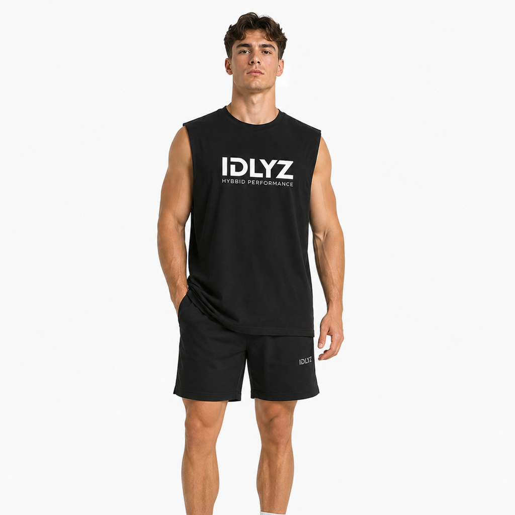 Raw Edge Cotton Tank Top (White Logo)
