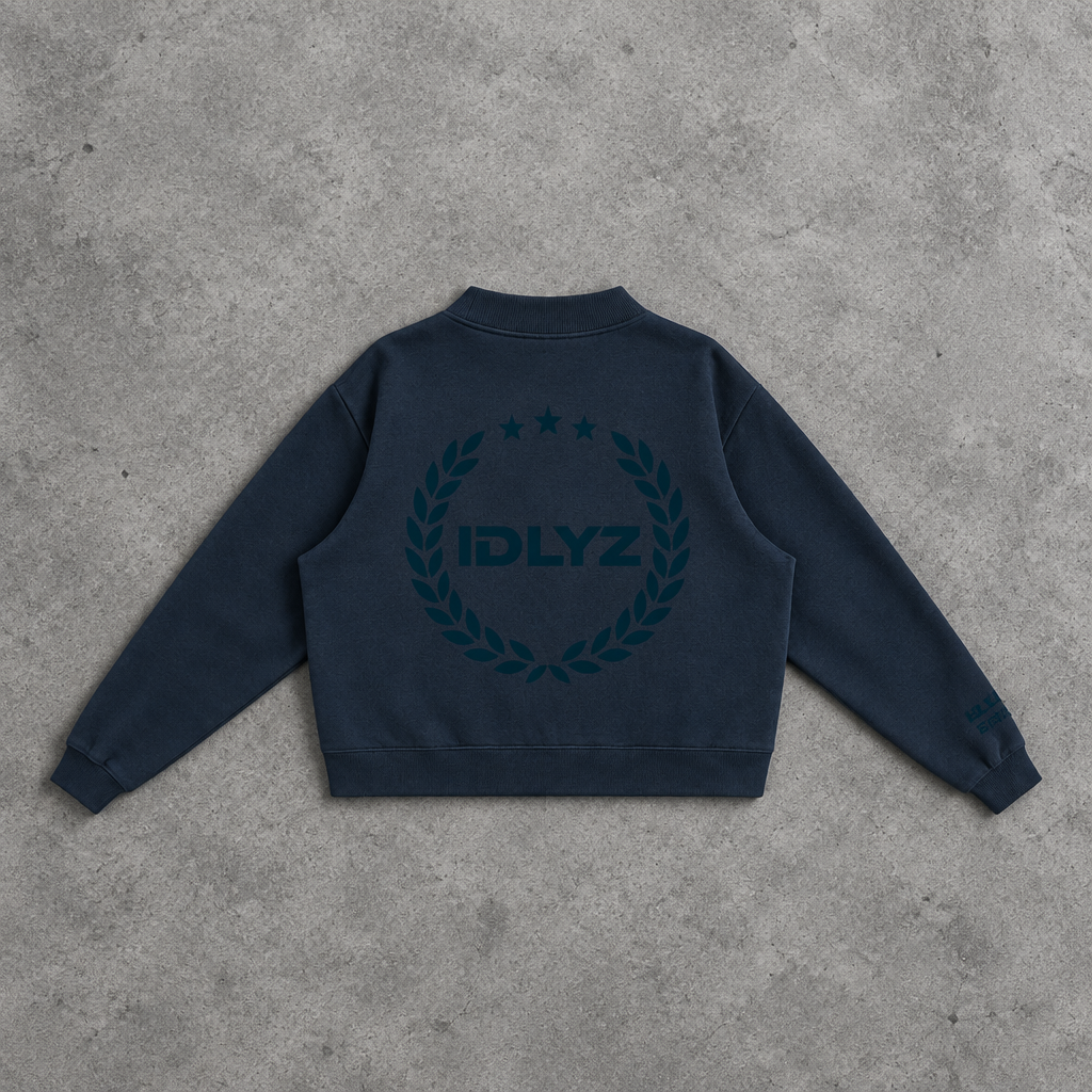 IDLYZ Essential Mock Neck Sweatshirt - Navy Blue