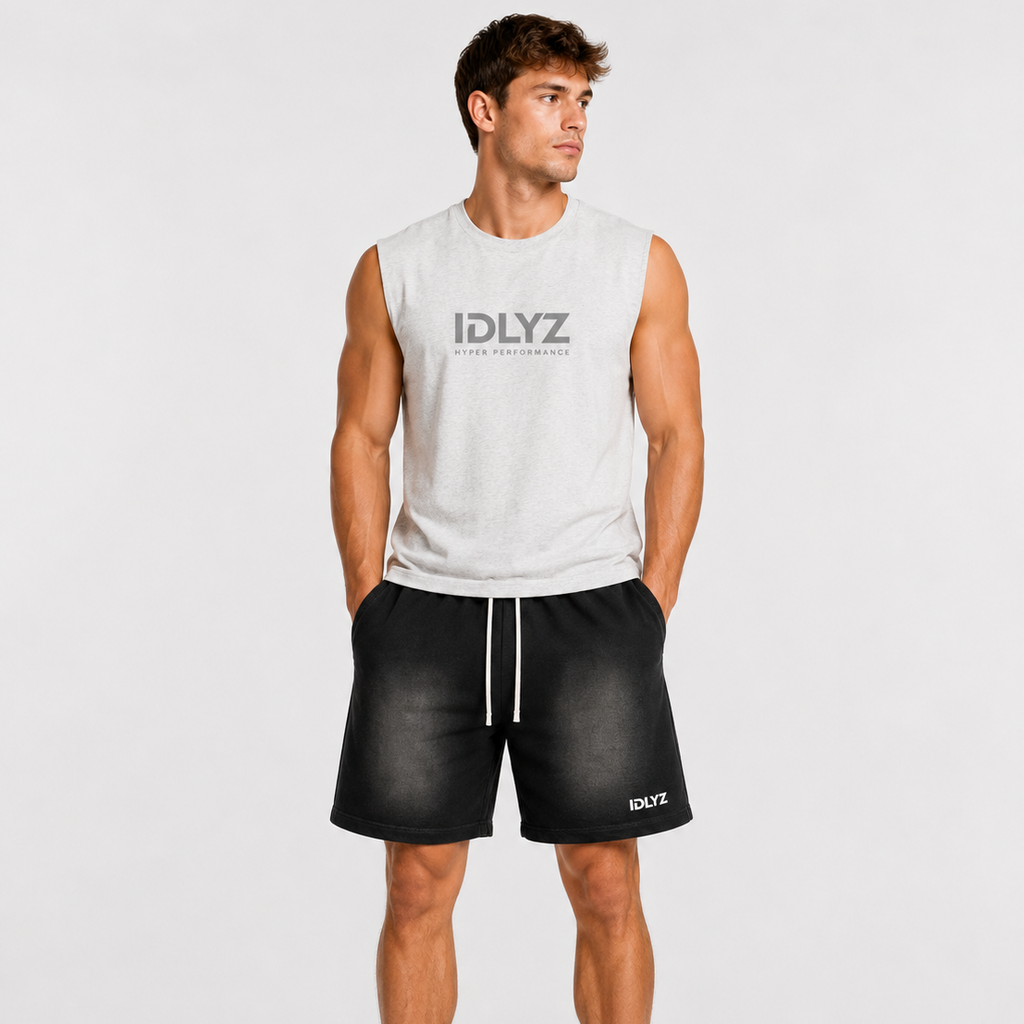 IDLYZ Sun Fade Raw Hem Shorts