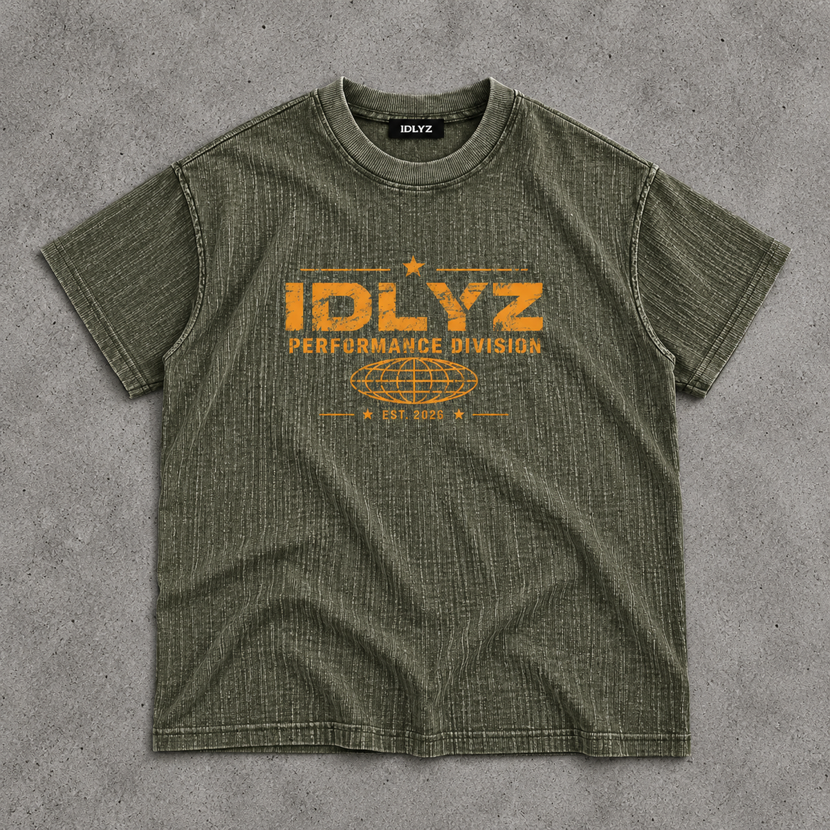 IDLYZ Terrain Waffle Tee Knit T-Shirt (Orange Logo)