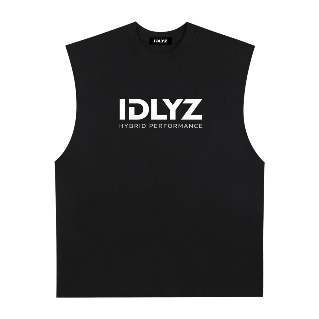 Raw Edge Cotton Tank Top (White Logo)