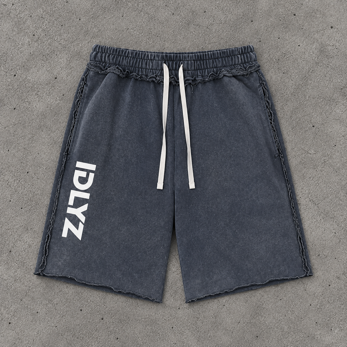 IDLYZ Mineral Wash Raw Edge Shorts (2 colours)