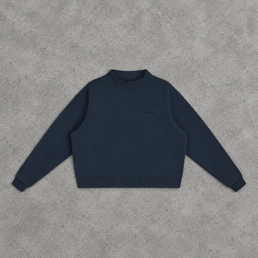IDLYZ Essential Mock Neck Sweatshirt - Navy Blue