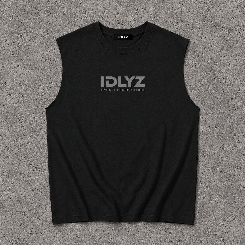 Raw Edge Cotton Tank Top (Grey logo)(3 colours)