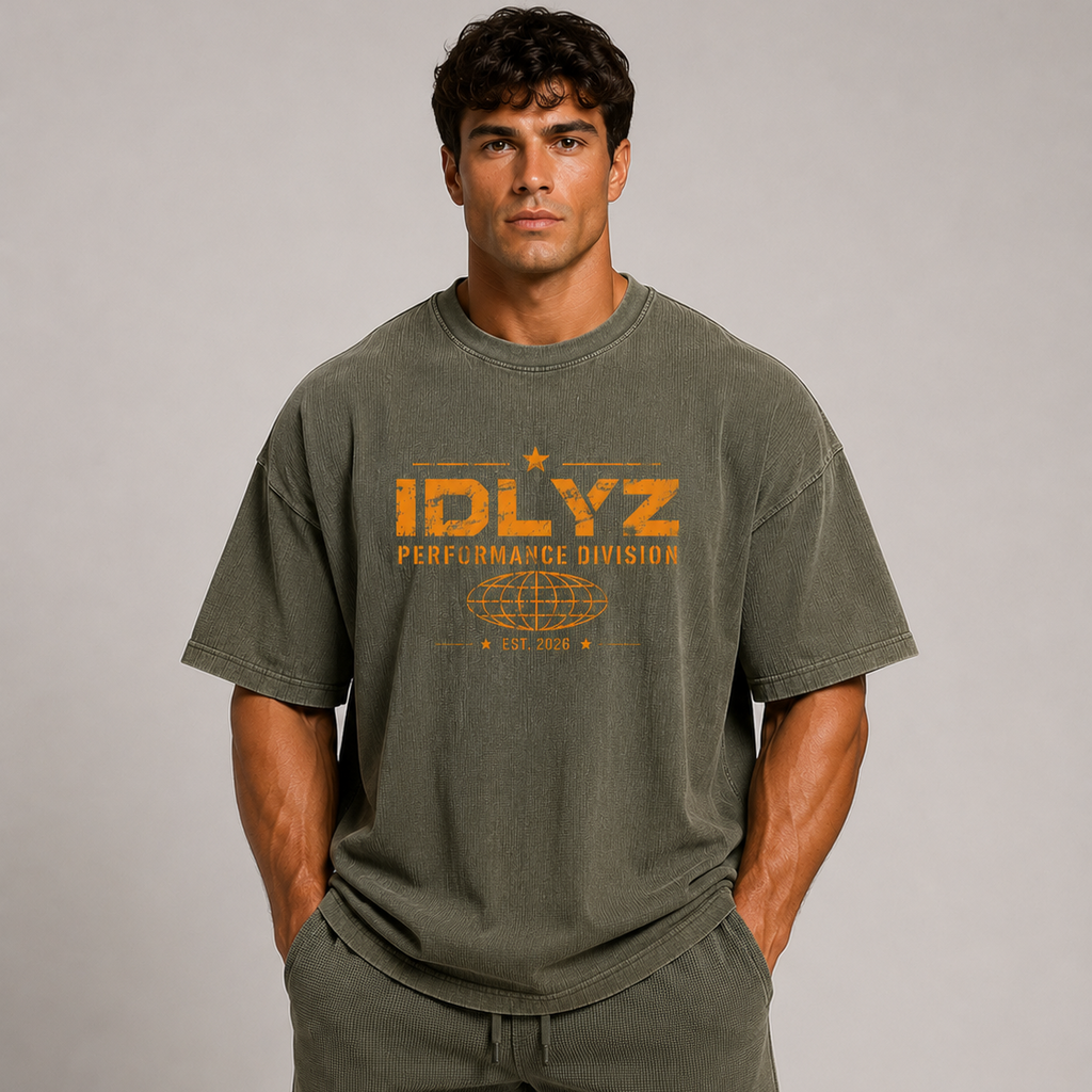 IDLYZ Terrain Waffle Tee Knit T-Shirt (Orange Logo)