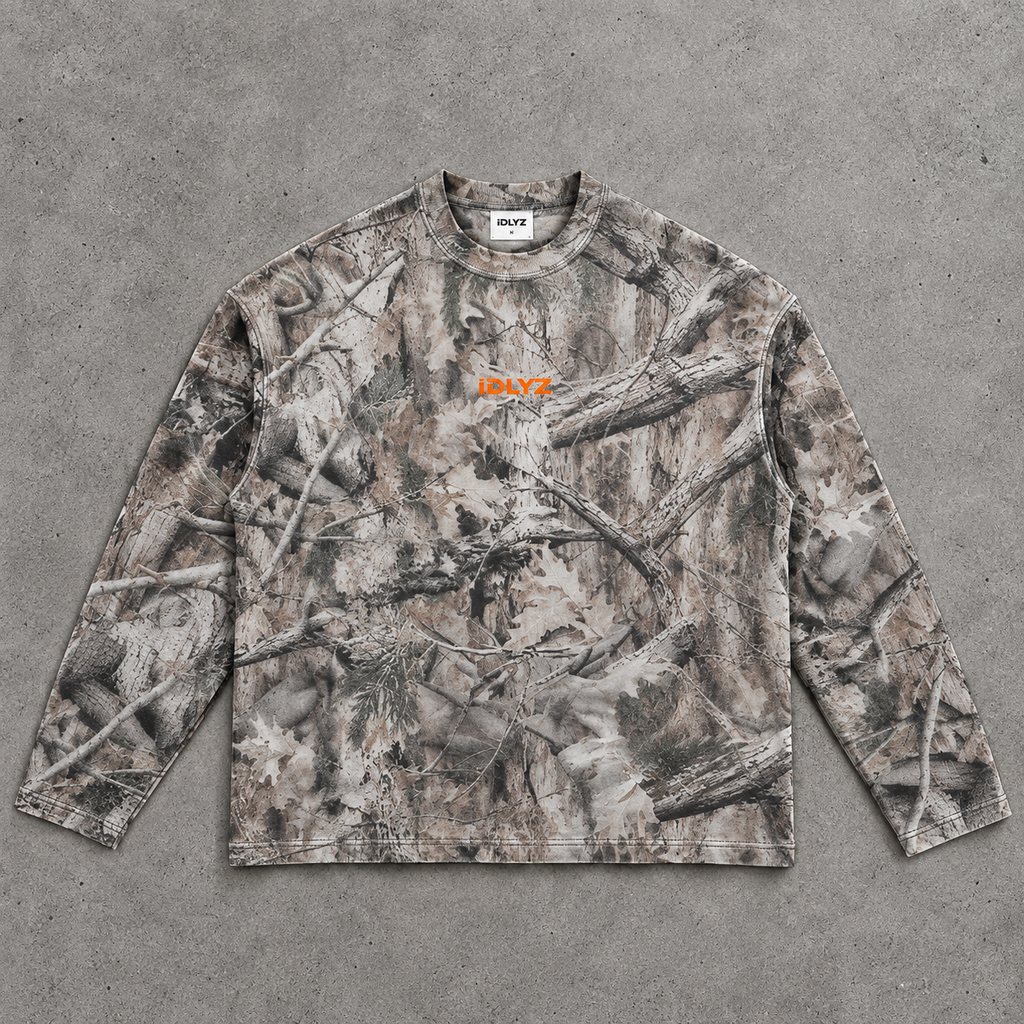 IDLYZ Tree Camo Waffle Long Sleeve (Boxy Fit)