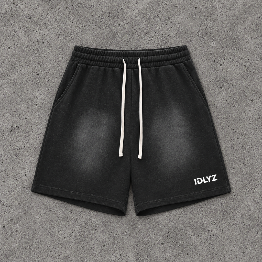 IDLYZ Sun Fade Raw Hem Shorts
