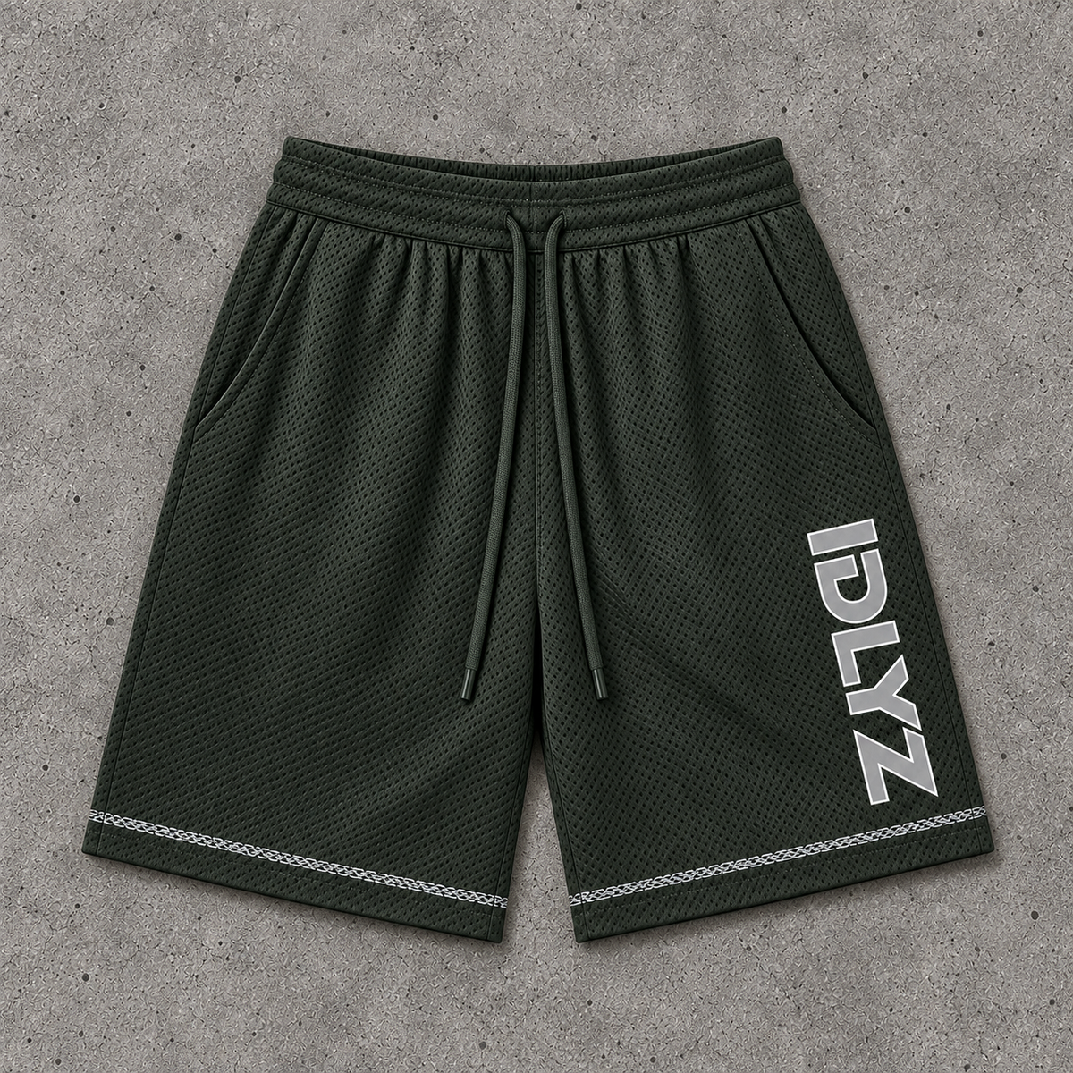 IDLYZ Sunfade Waffle Raw Hem Shorts