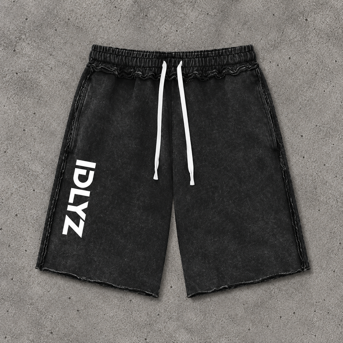 IDLYZ Mineral Wash Raw Edge Shorts (2 colours)