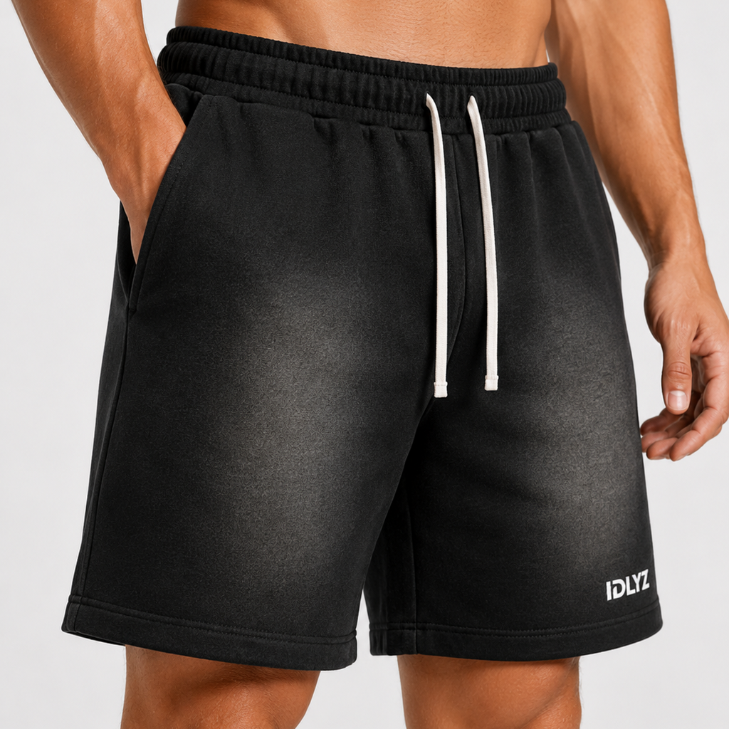 IDLYZ Sun Fade Raw Hem Shorts