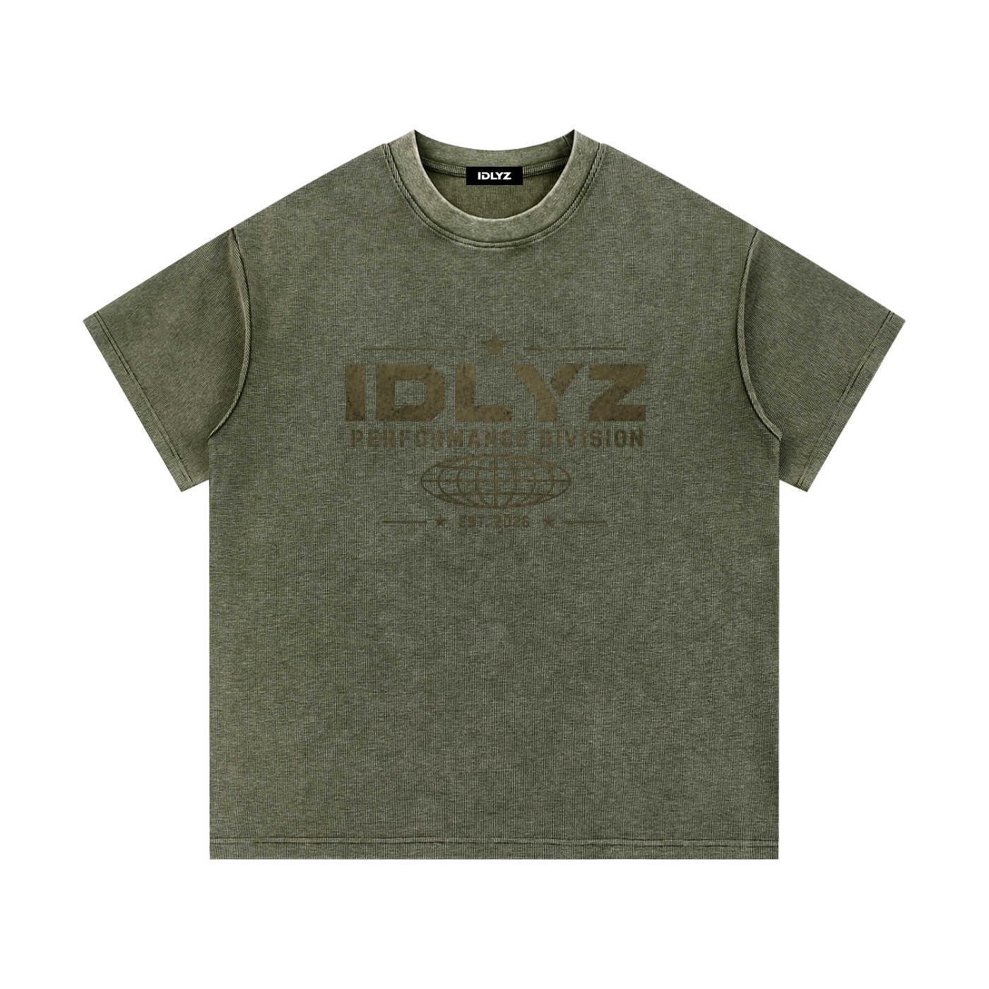 IDLYZ Terrain Waffle Knit T-Shirt (Dark Green Logo)