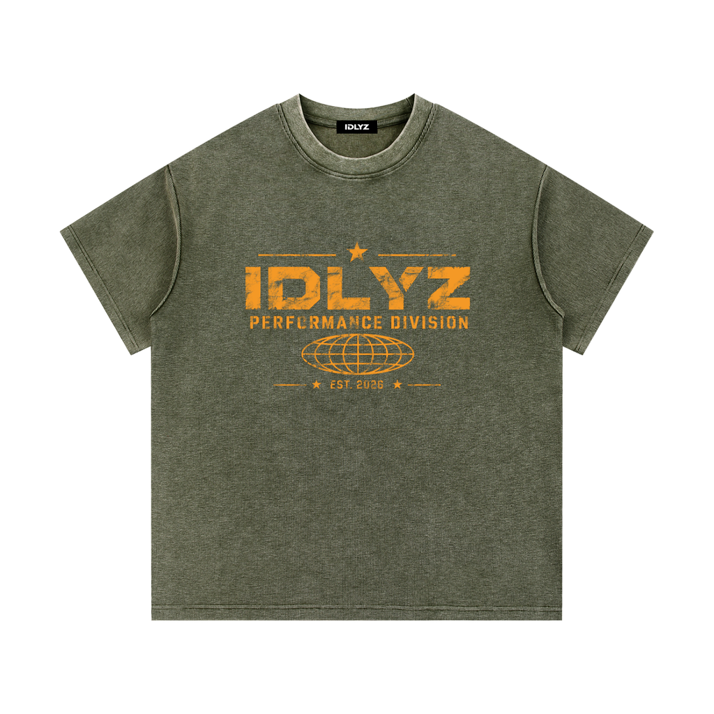 IDLYZ Terrain Waffle Tee Knit T-Shirt (Orange Logo)