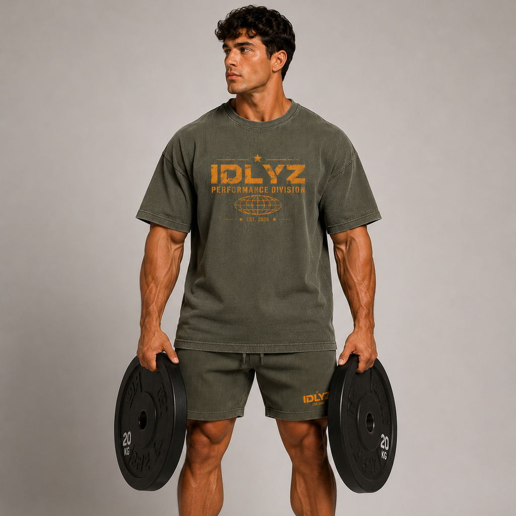 IDLYZ Terrain Waffle Tee Knit T-Shirt (Orange Logo)