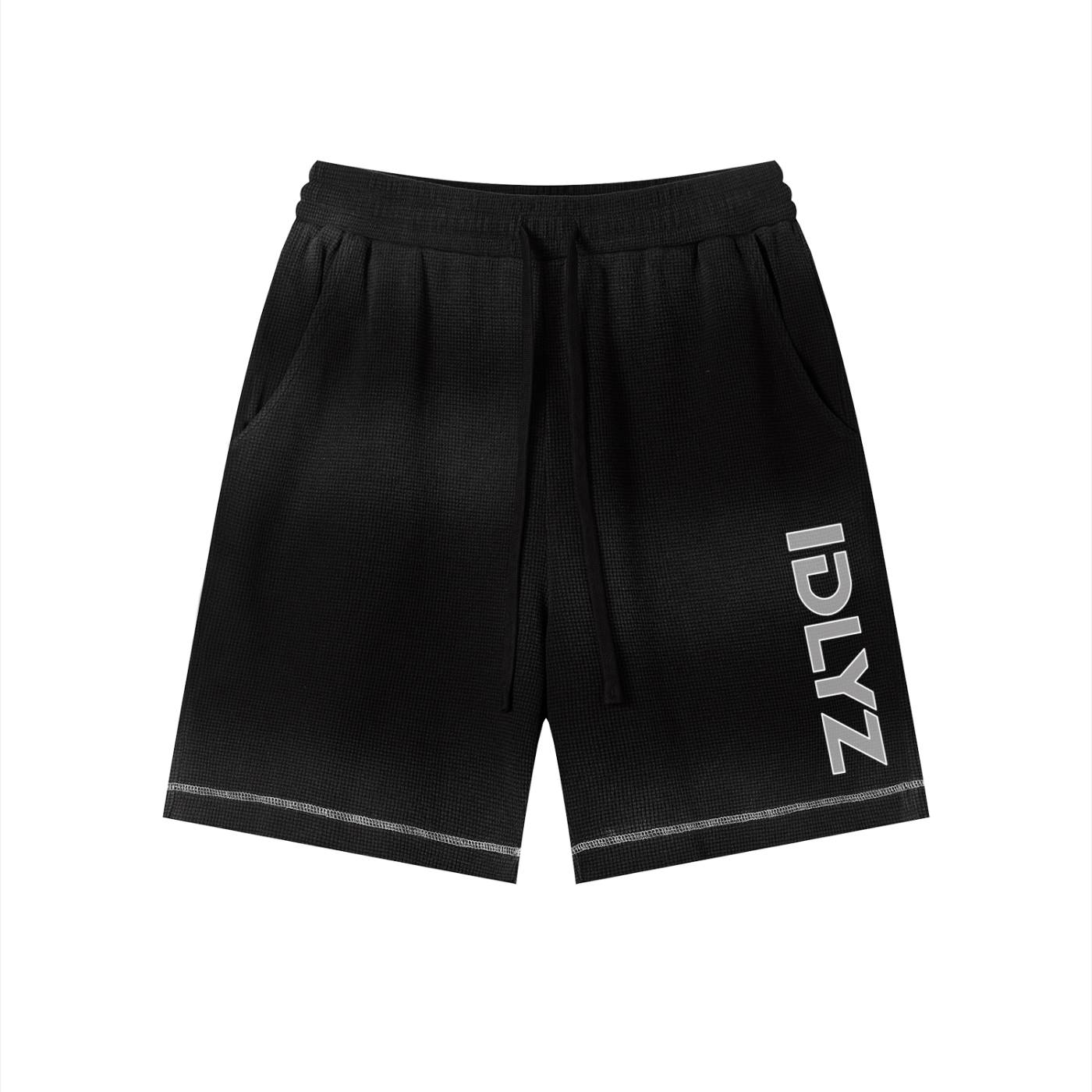 IDLYZ Sunfade Waffle Raw Hem Shorts