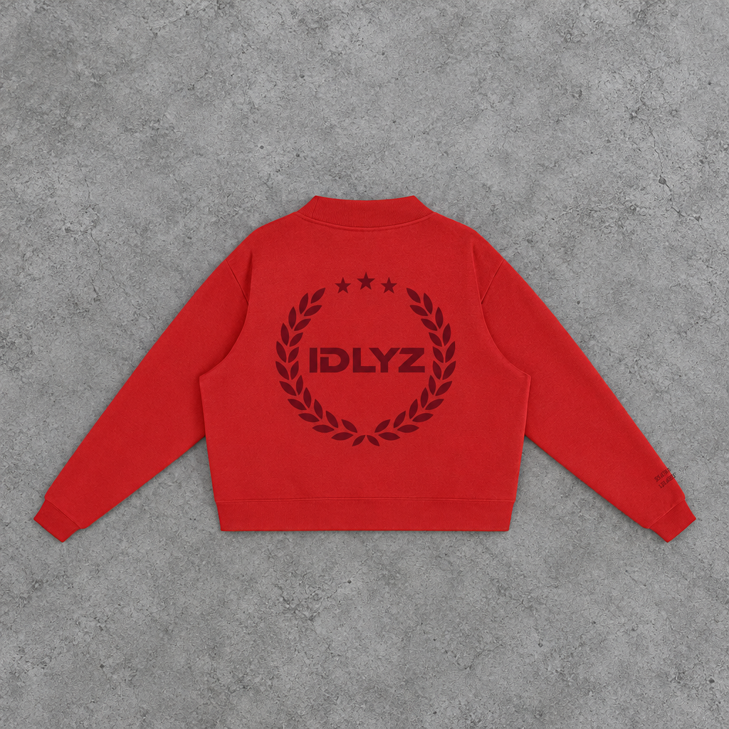 IDLYZ Essential Mock Neck Sweatshirt - Red