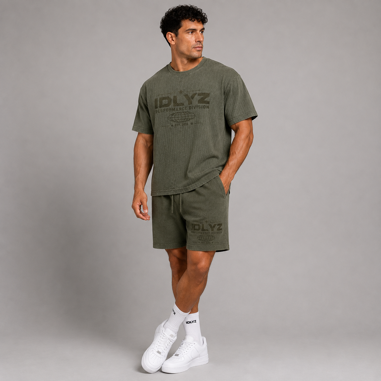 Mineral Wash Waffle Knit Shorts