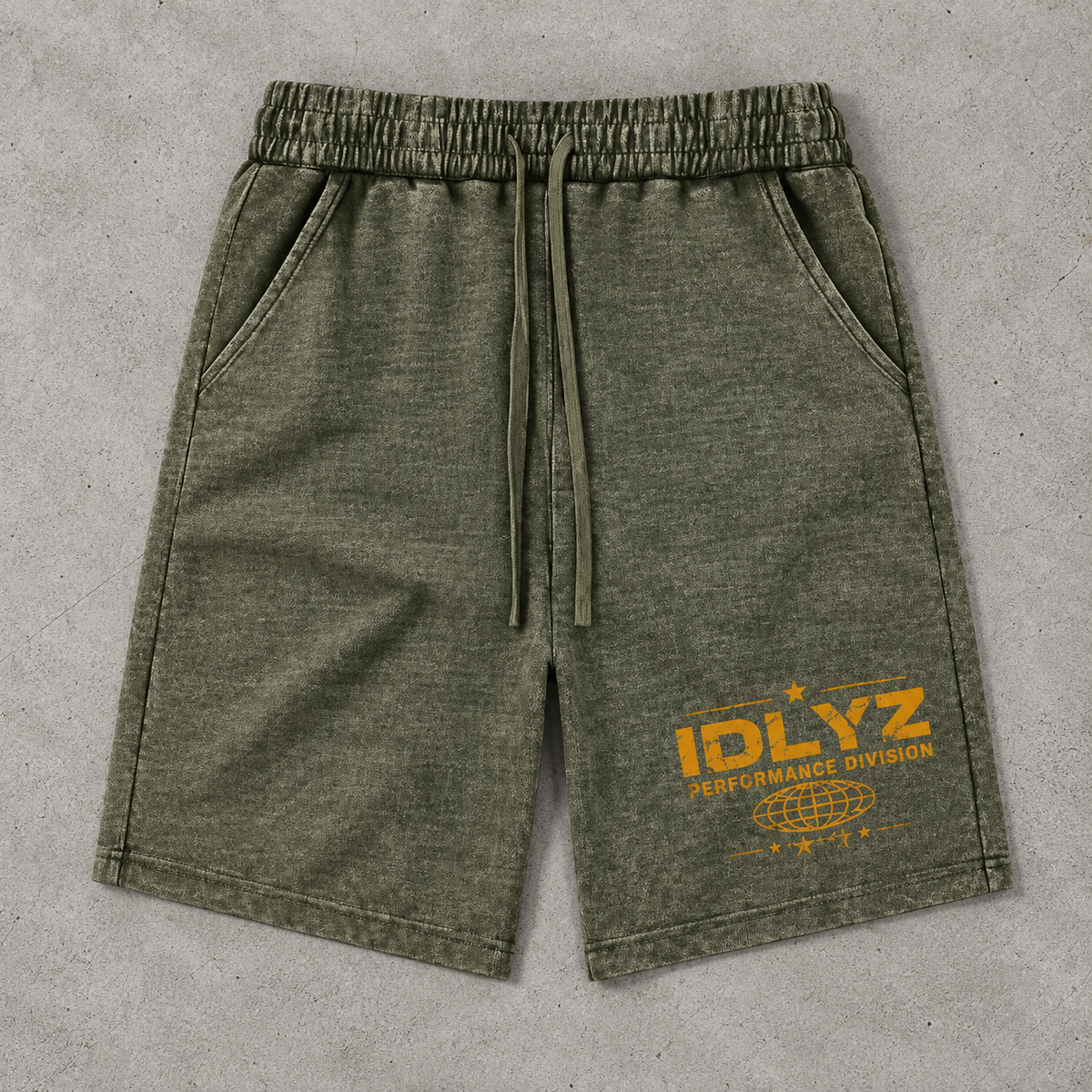 IDLYZ Terrain Waffle Knit Shorts (orange Logo)