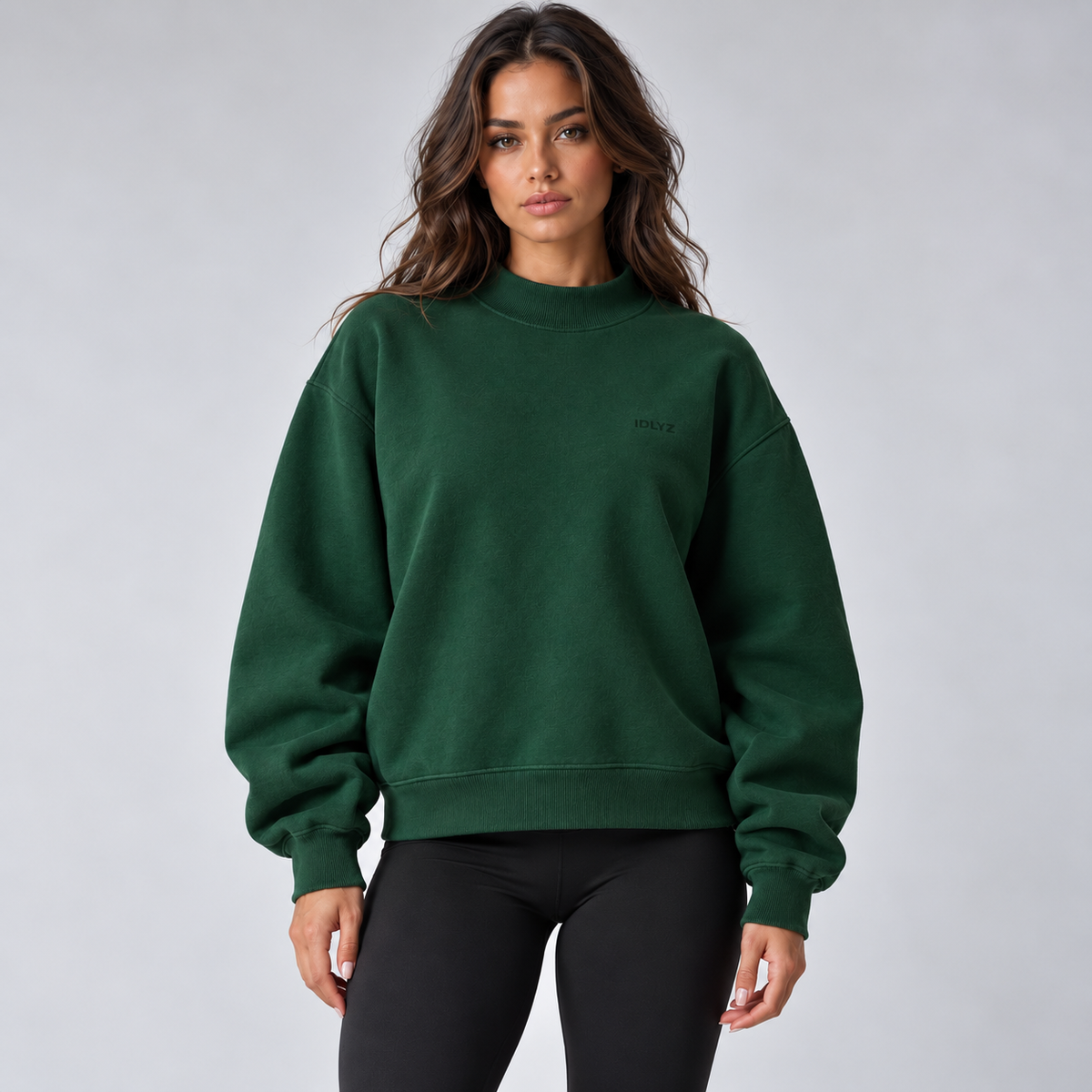 IDLYZ Essential Mock Neck Sweatshirt - Green