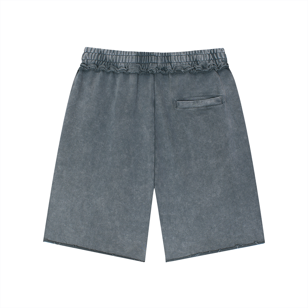 IDLYZ Mineral Wash Raw Edge Shorts