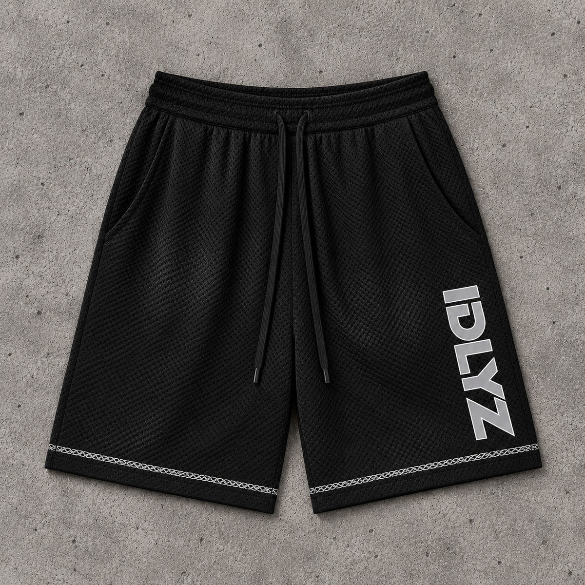 IDLYZ Sunfade Waffle Raw Hem Shorts