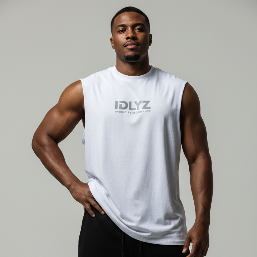 Raw Edge Cotton Tank Top (Grey logo)