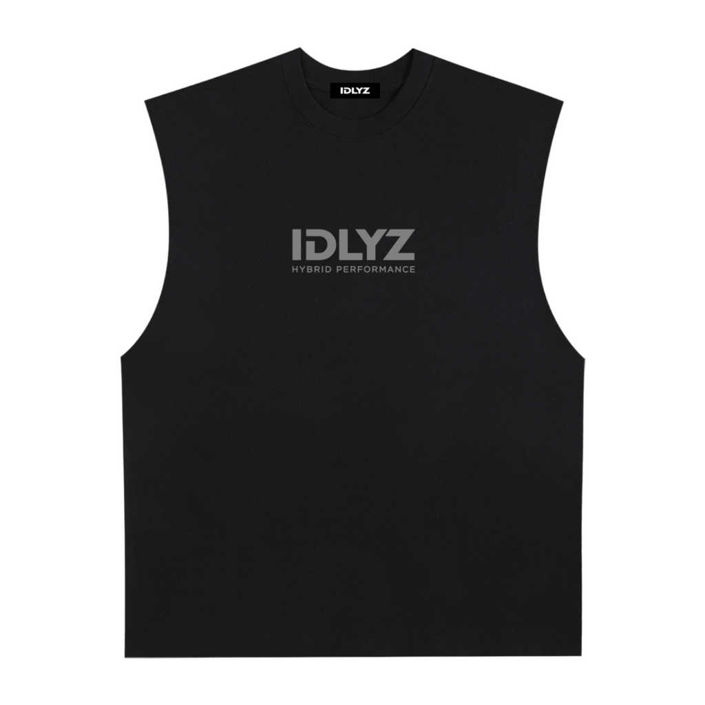 Raw Edge Cotton Tank Top (Grey logo)