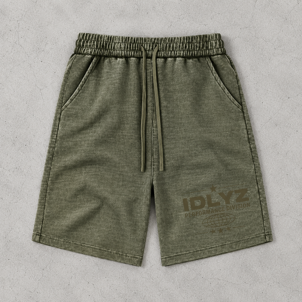 IDLYZ Terrain Waffle Knit Shorts (Dark green Logo)