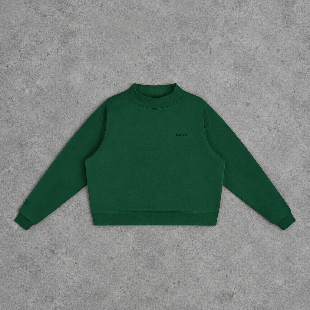 IDLYZ Essential Mock Neck Sweatshirt - Green