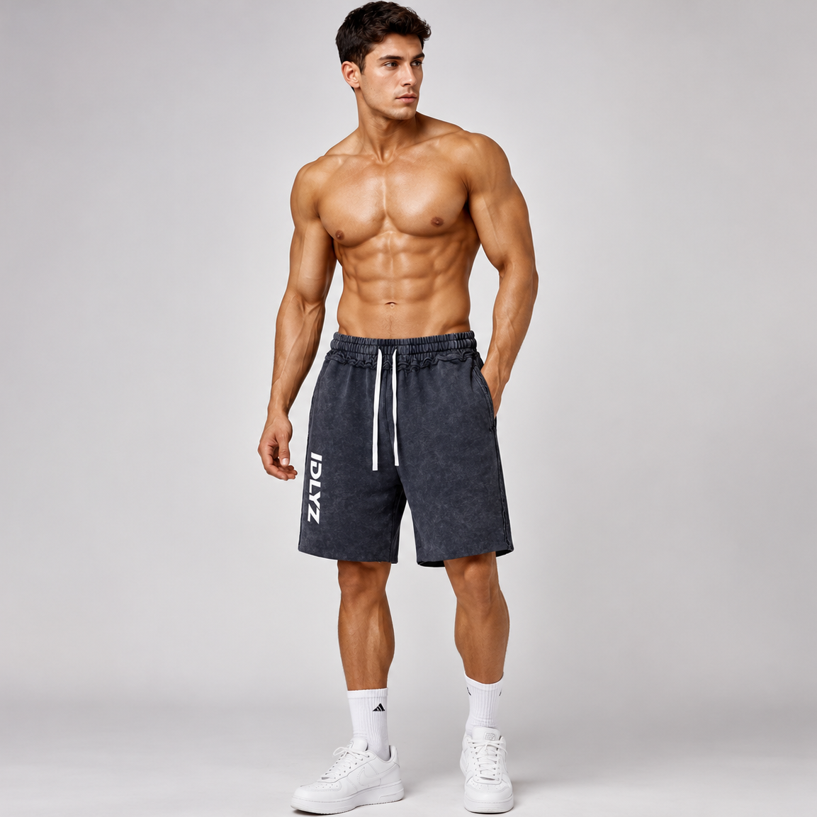 IDLYZ Mineral Wash Raw Edge Shorts