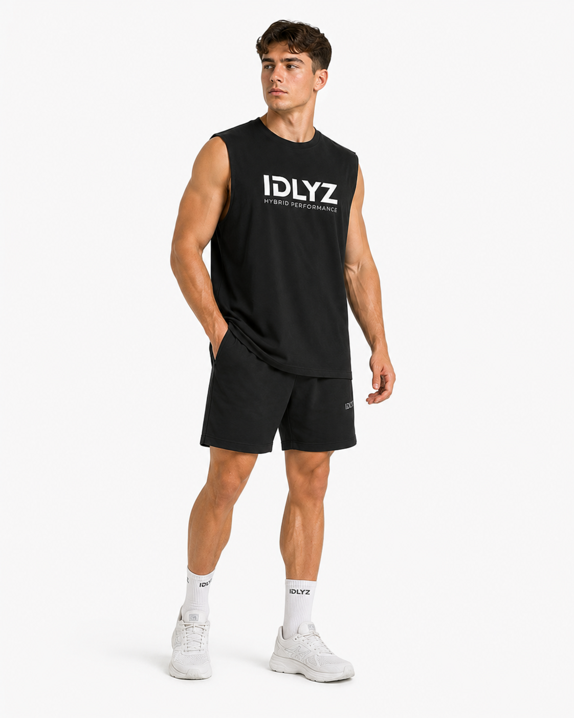 Raw Edge Cotton Tank Top (White Logo)