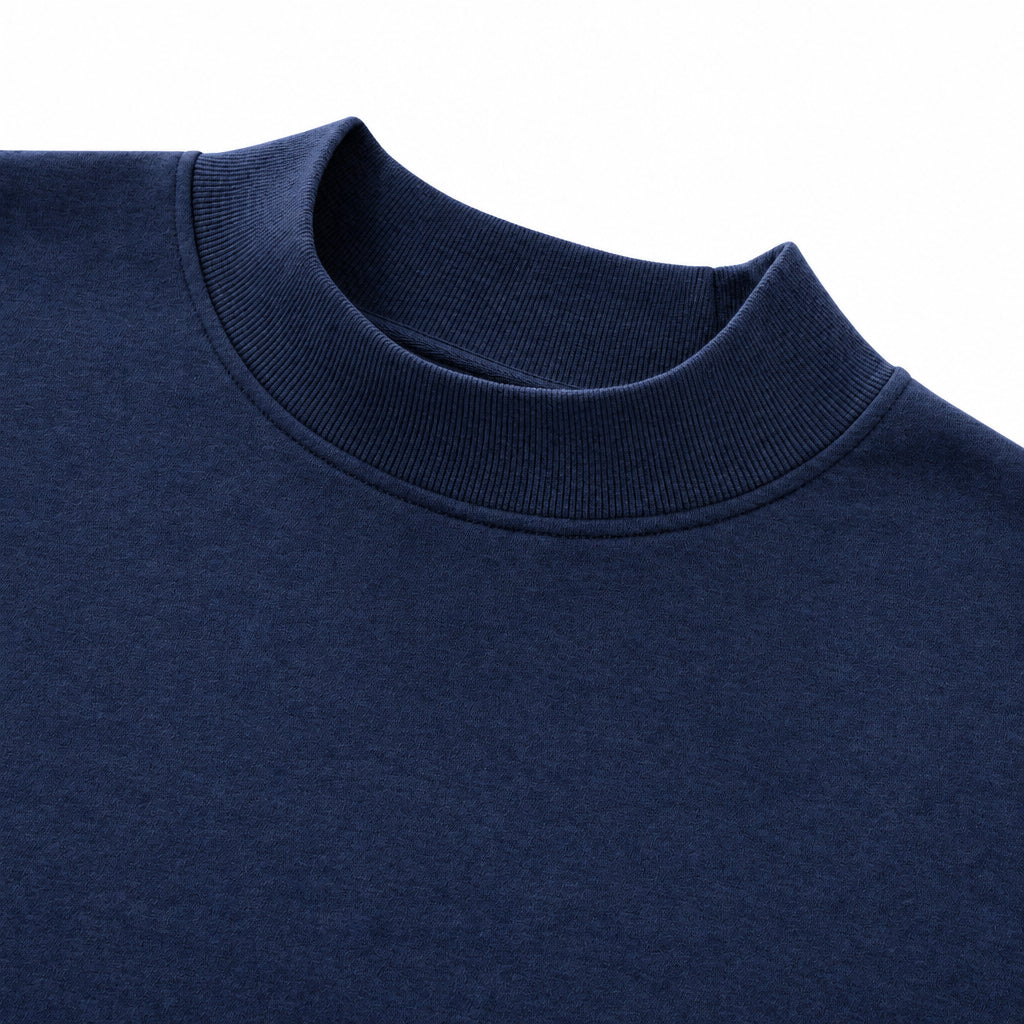 IDLYZ Essential Mock Neck Sweatshirt - Navy Blue
